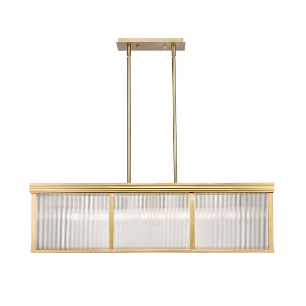 Z-Lite Carnaby Pendant, 10-Light, 12 In.W x 42.25 In.L x 12 In.H, Modern Gold/Clear Ribbed 7504-42L-MGLD - main